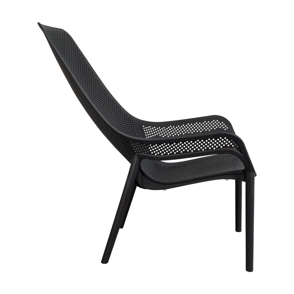 Silla Lounge Mayorca, Negro, con Espaldar y Reposa Brazos