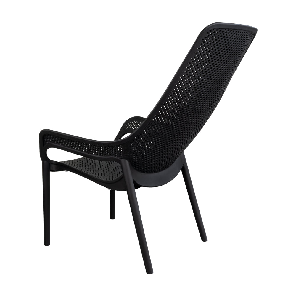 Silla Lounge Mayorca, Negro, con Espaldar y Reposa Brazos
