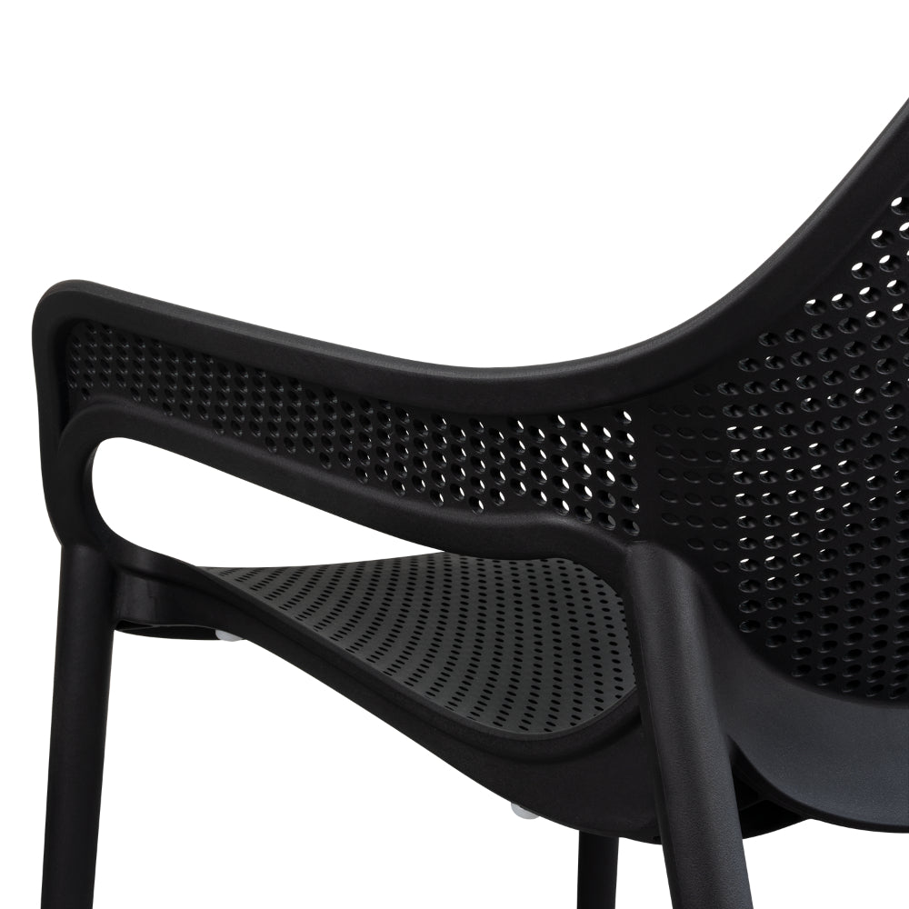 Silla Lounge Mayorca, Negro, con Espaldar y Reposa Brazos