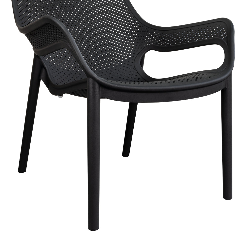 Silla Lounge Mayorca, Negro, con Espaldar y Reposa Brazos