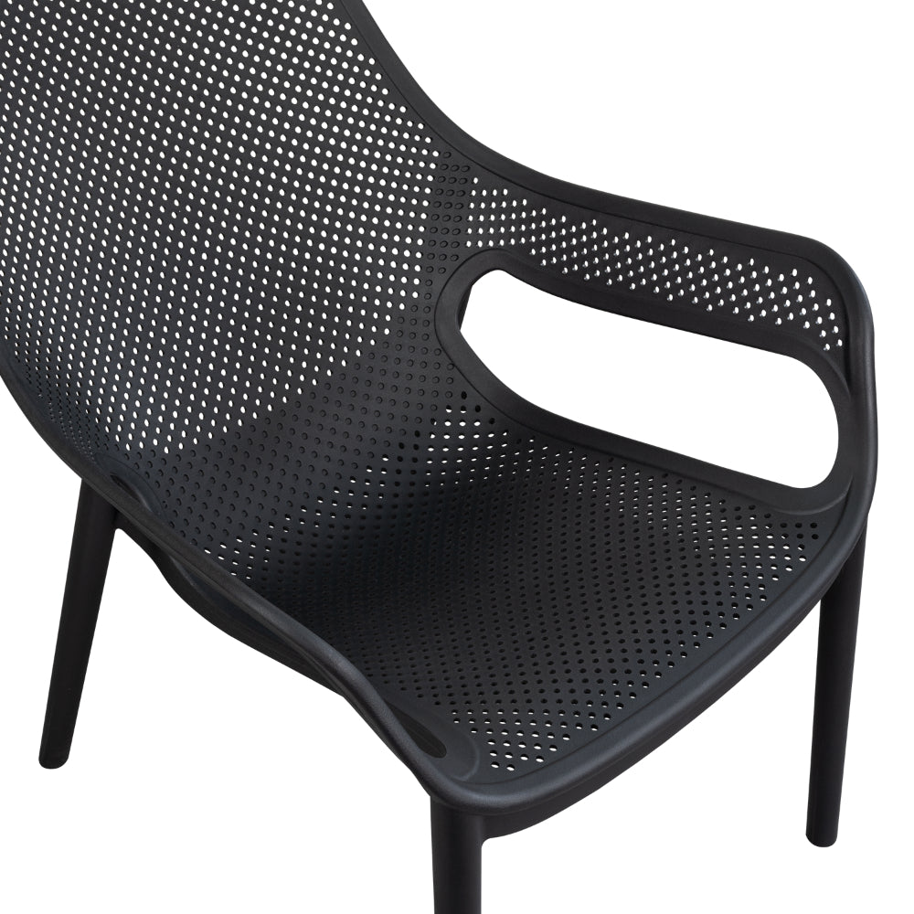 Silla Lounge Mayorca, Negro, con Espaldar y Reposa Brazos