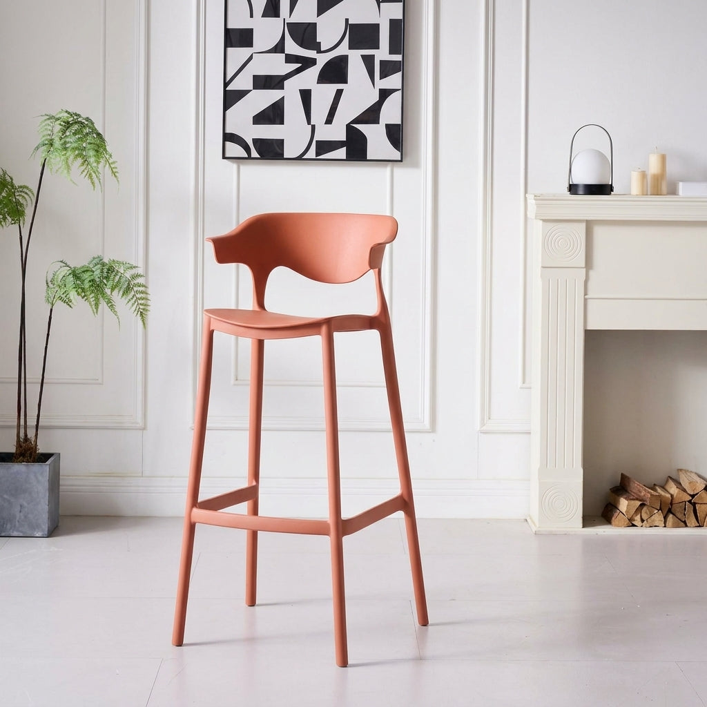 Silla para Bar Elena, Color Terracota, Diseño Moderno unidad que registra esta averiada
