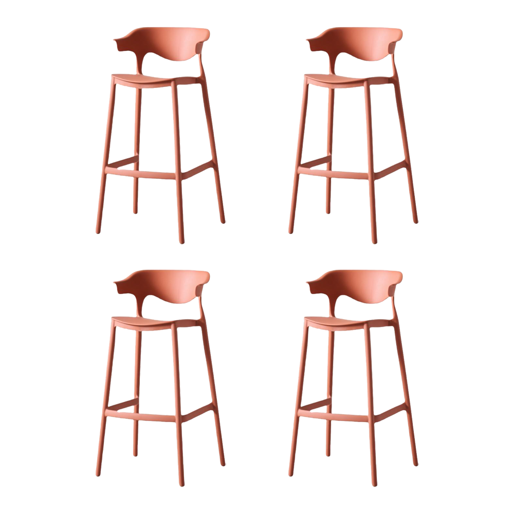 Silla para Bar Elena, Color Terracota, Diseño Moderno X4