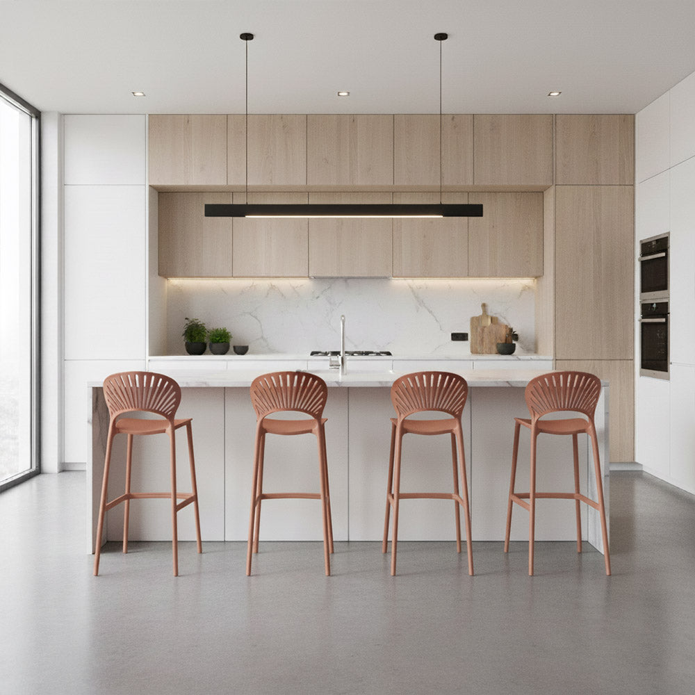Silla para Bar Paraiso, Color Terracota, Diseño moderno X2