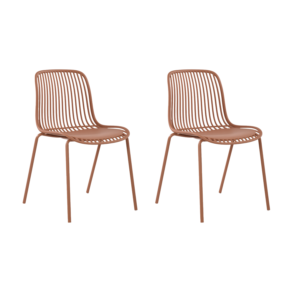 Silla Barcelona, Color Rojo, Con espaldar en lineas diseño moderno X2