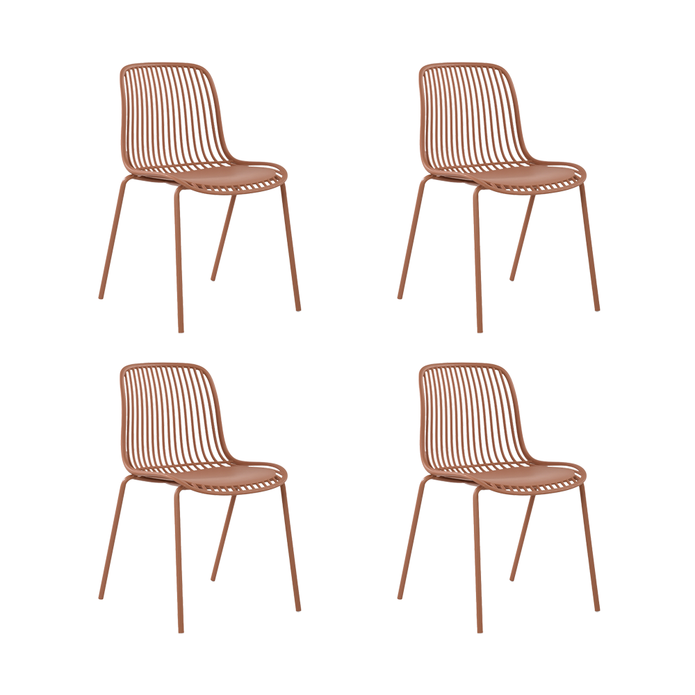Silla Barcelona, Color Rojo, Con espaldar en líneas diseño moderno X4