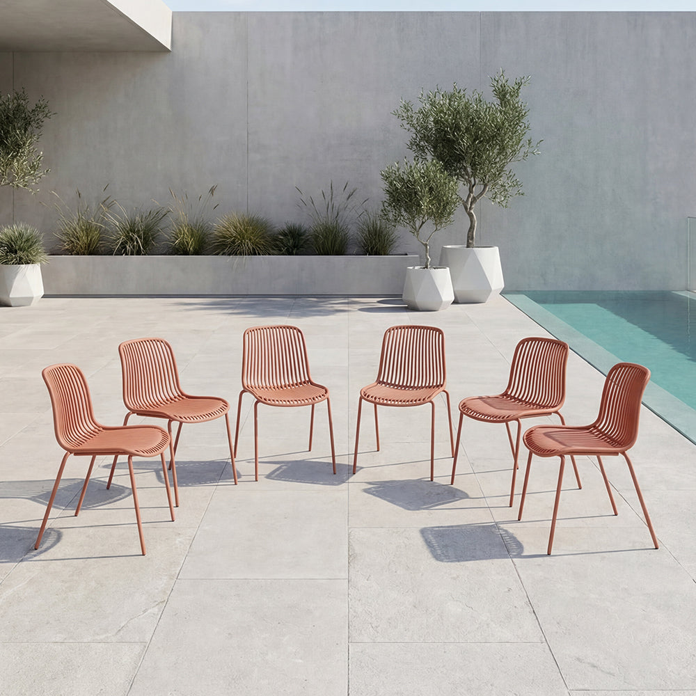 Silla Barcelona, Color Rojo, Con espaldar en líneas diseño moderno X6