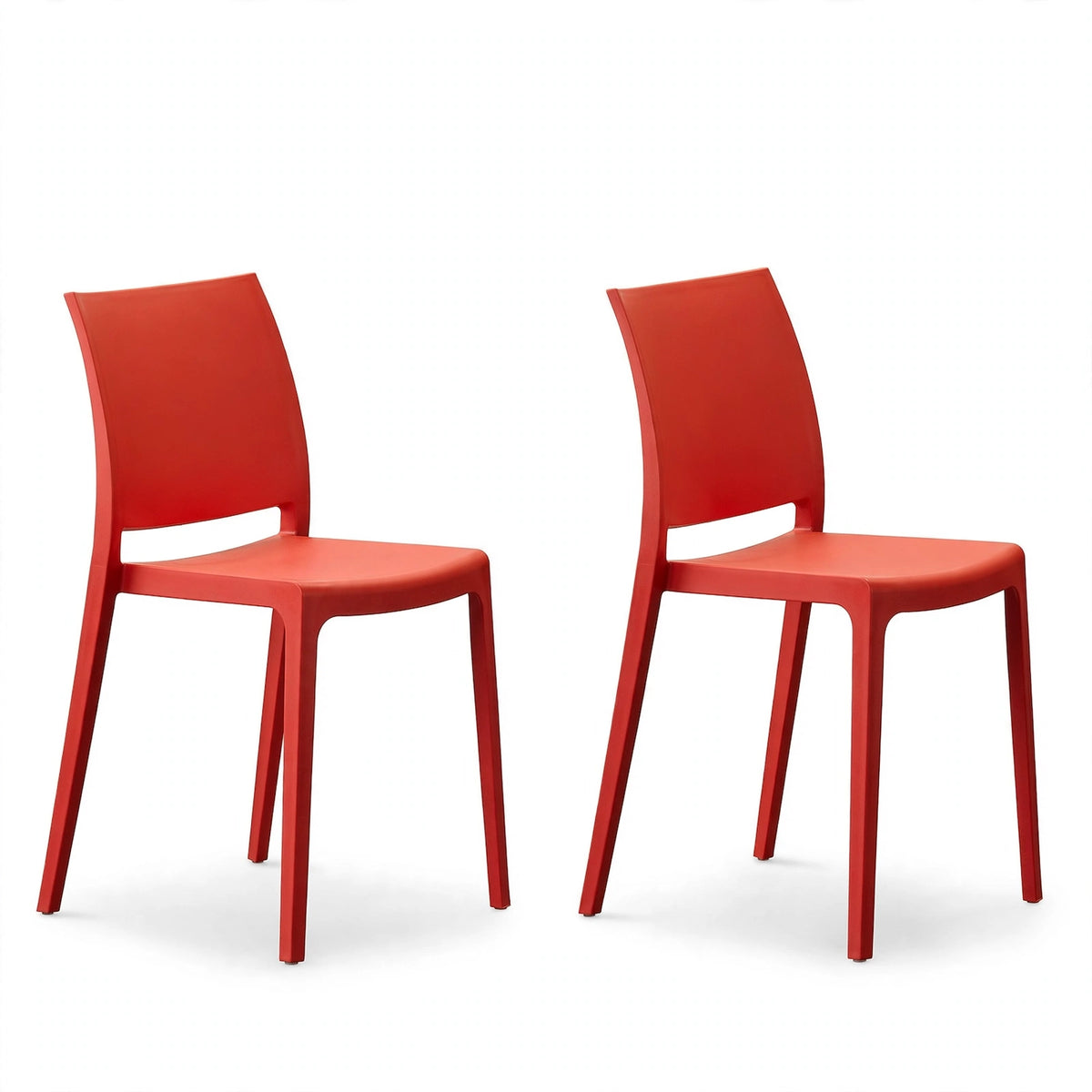 Set de 2 Sillas Soho, Roja, con Espaldar Cerrado y Diseño Minimalista