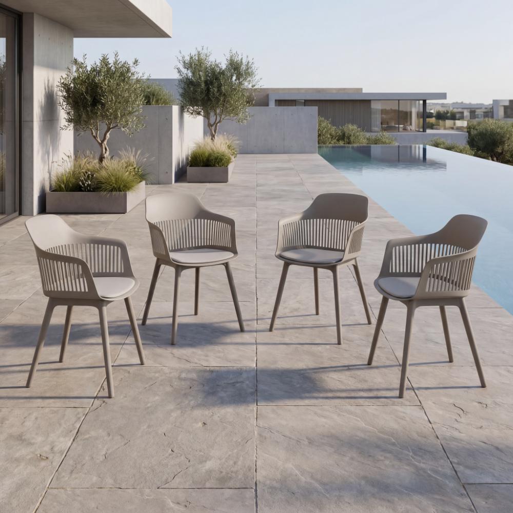 Combo Velia, Incluye una Mesa y 4 Sillas Color Taupe