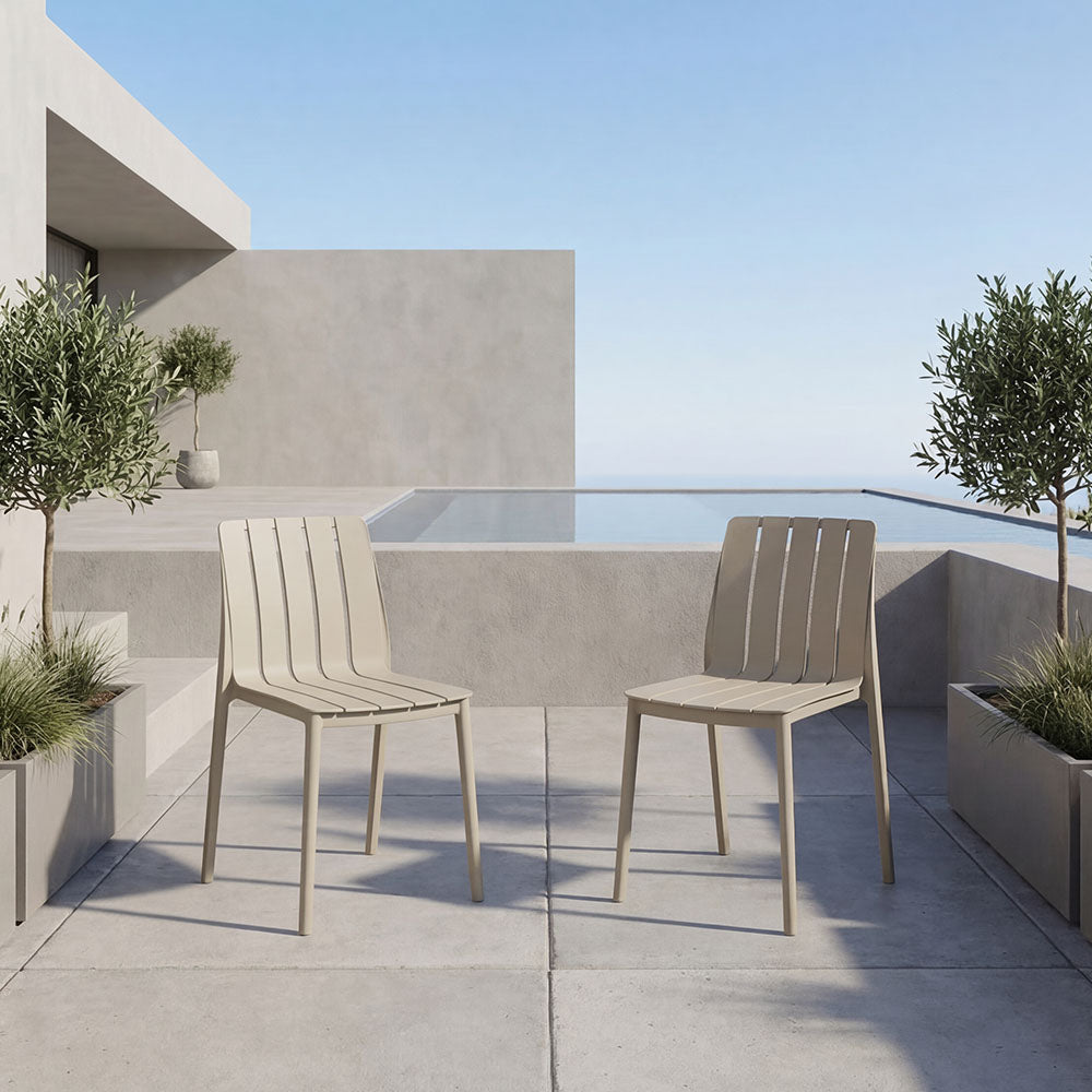 Silla Alice, Taupe, Con espaldar y diseño minimalista x2