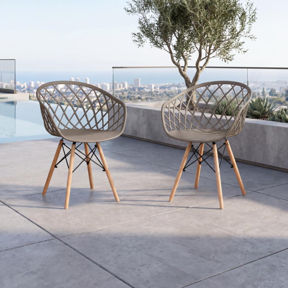 Silla Oasis con Brazos, Color Taupe, Con espaldar X2