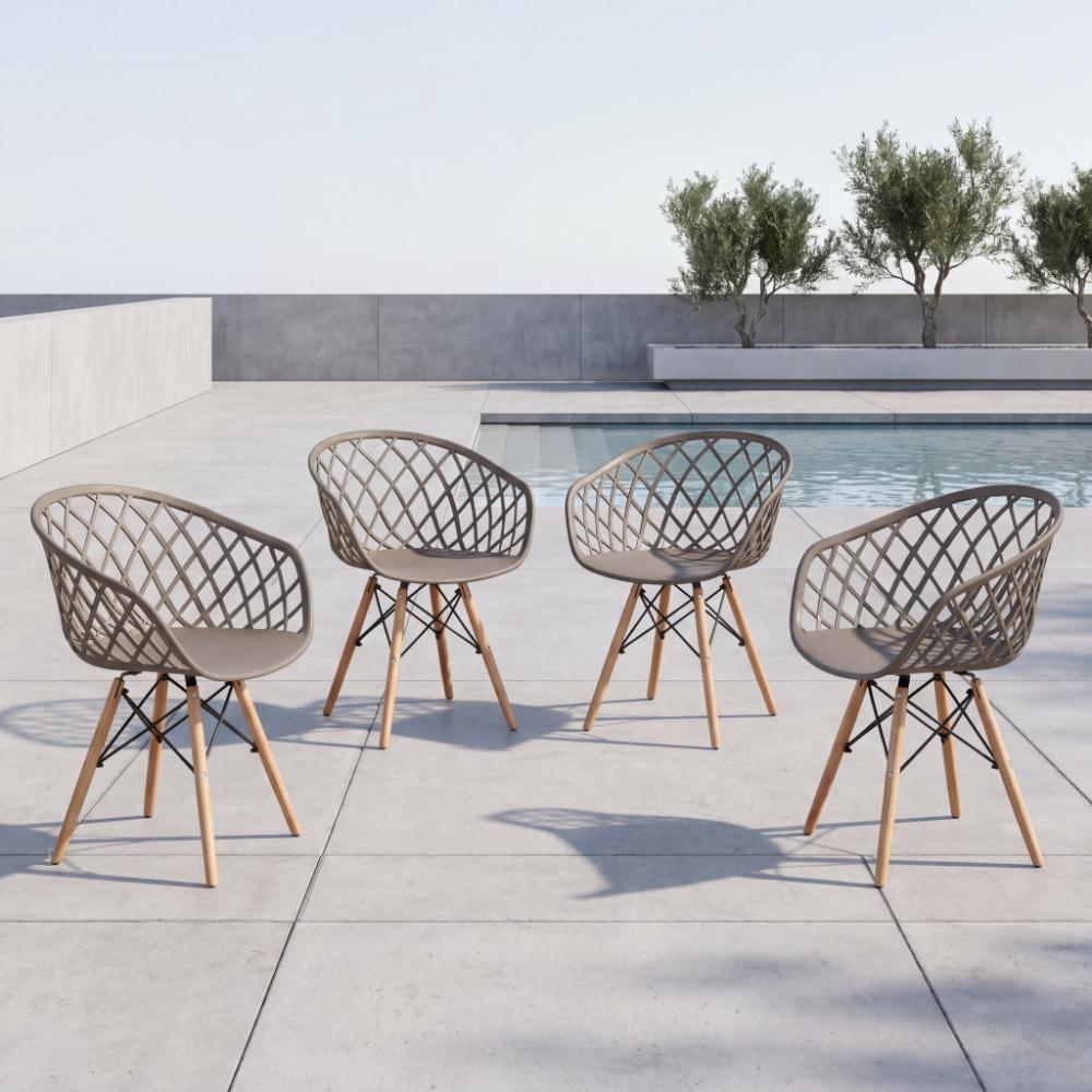 Silla Oasis con Brazos, Color Taupe, Con espaldar X4