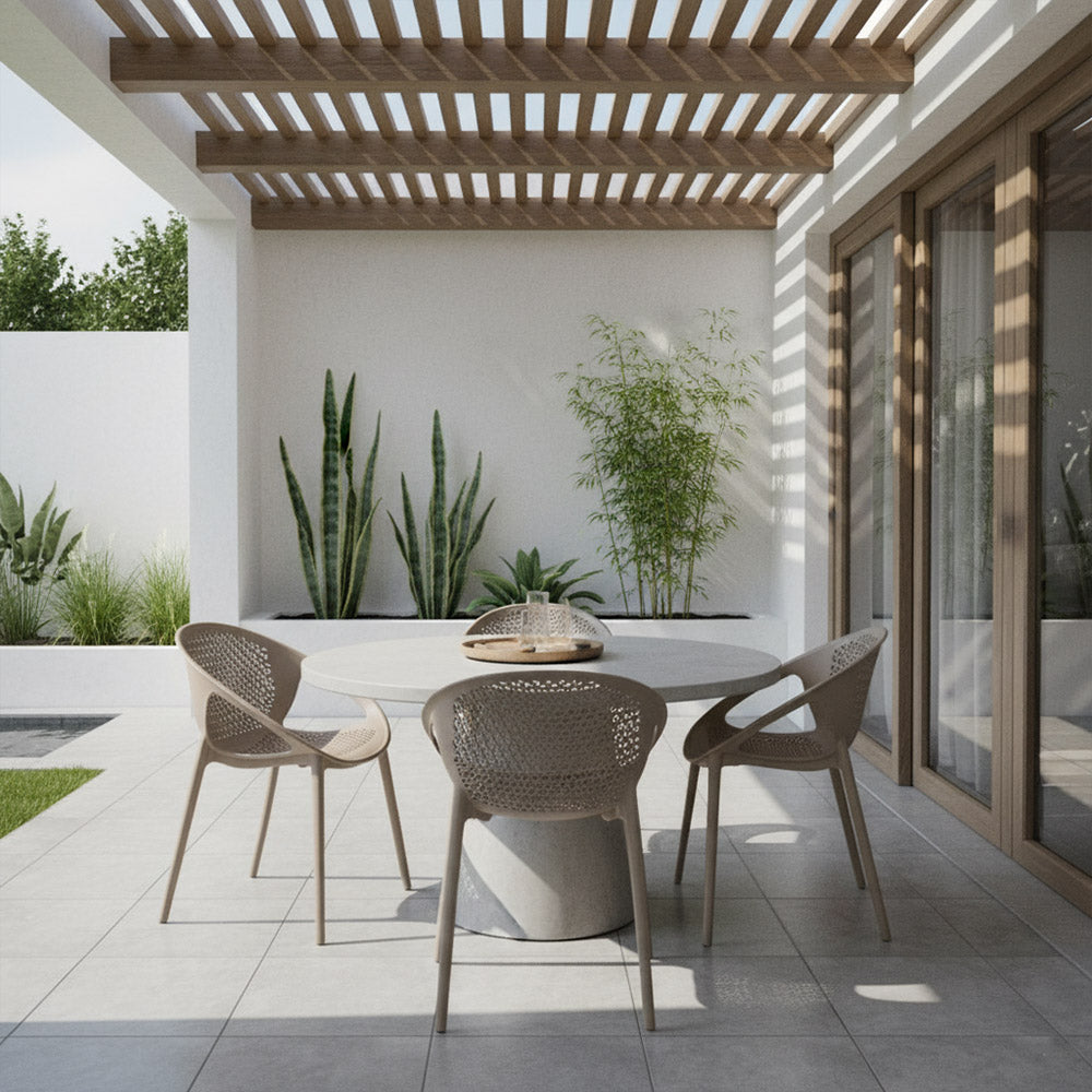 Silla Selva Con Brazos, Color Taupe, Con espaldar