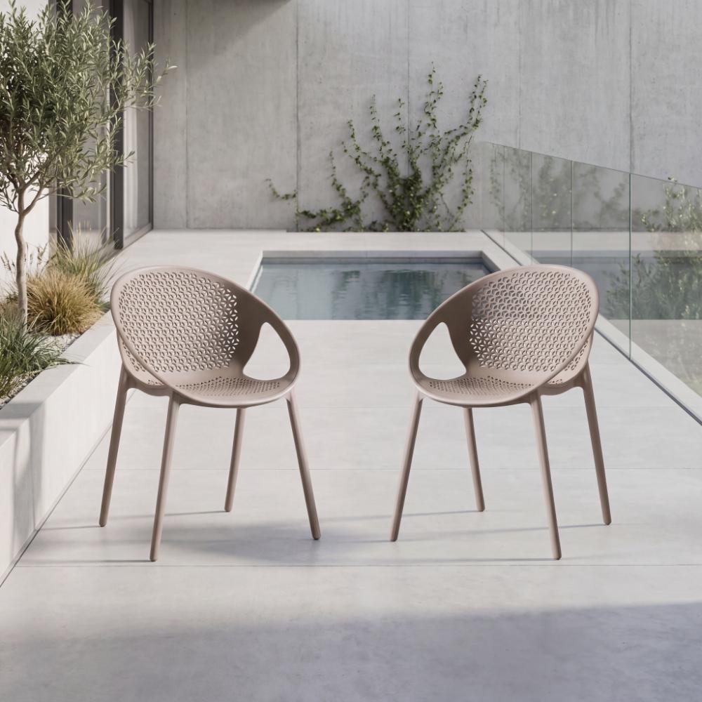 Silla Selva Con Brazos, Color Taupe, Con espaldar X2
