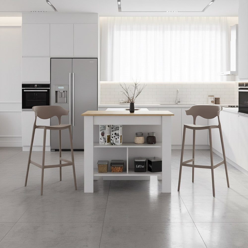 Combo de Cocina Ebano, Incluye Barra de Cocina y Dos Butacos para Barra