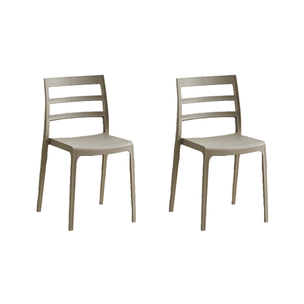 Set de 2 Sillas New York, Taupe, con Espaldar en Líneas y Diseño Minimalista