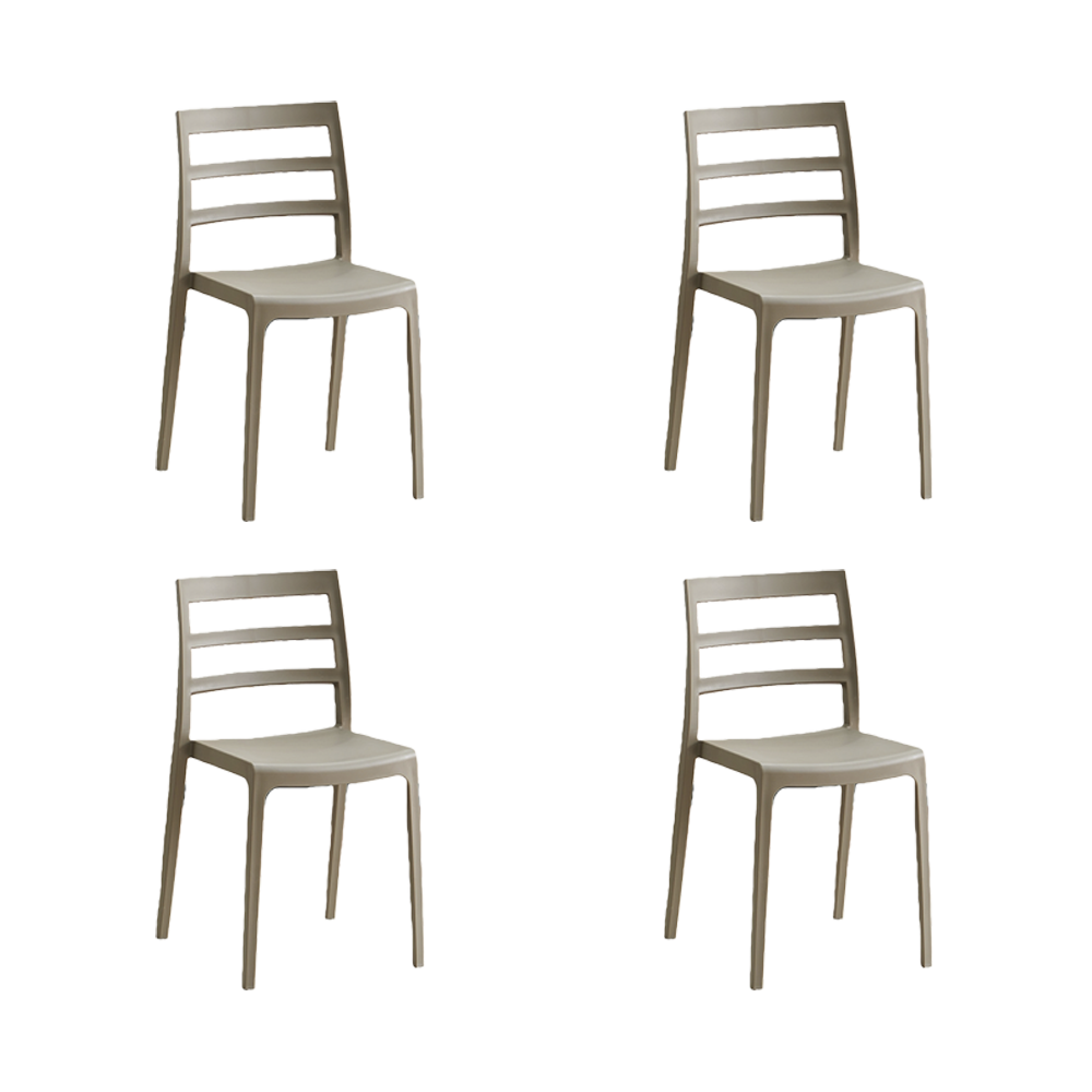 Set de 4 Sillas New York, Taupe, con Espaldar en Líneas y Diseño Minimalista