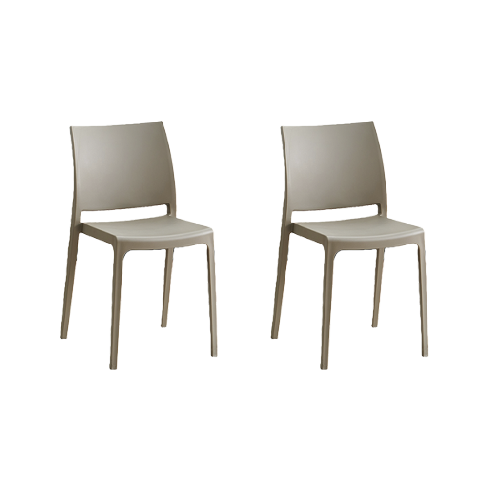 Set de 2 Sillas Soho, Taupe, con Espaldar Cerrado y Diseño Minimalista