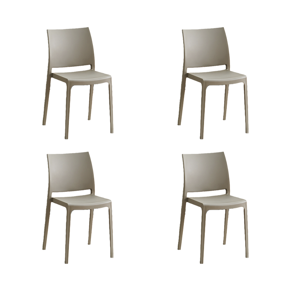 Set de 4 Sillas Soho, Taupe, con Espaldar Cerrado y Diseño Minimalista