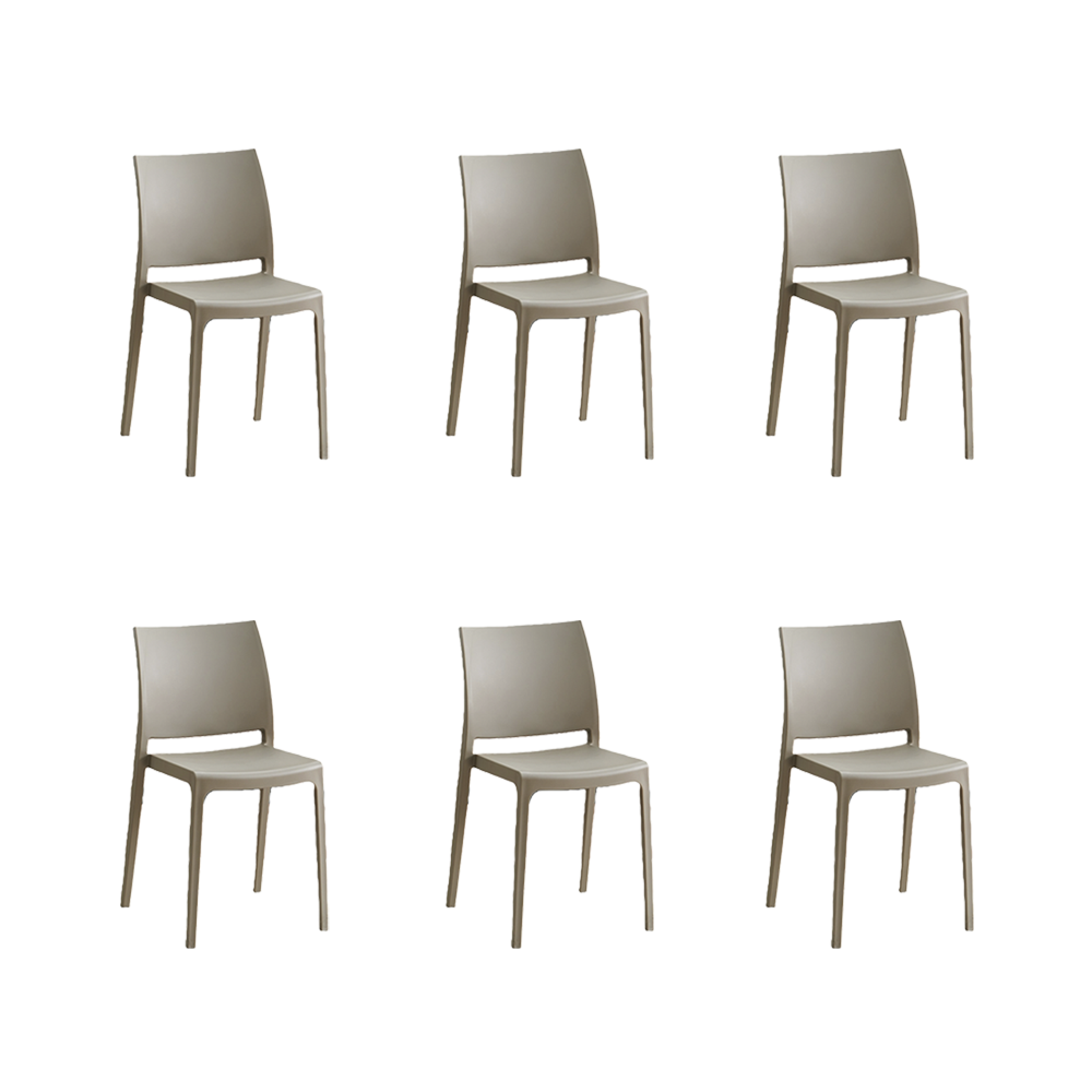 Set de 6 Sillas Soho, Taupe, con Espaldar Cerrado y Diseño Minimalista