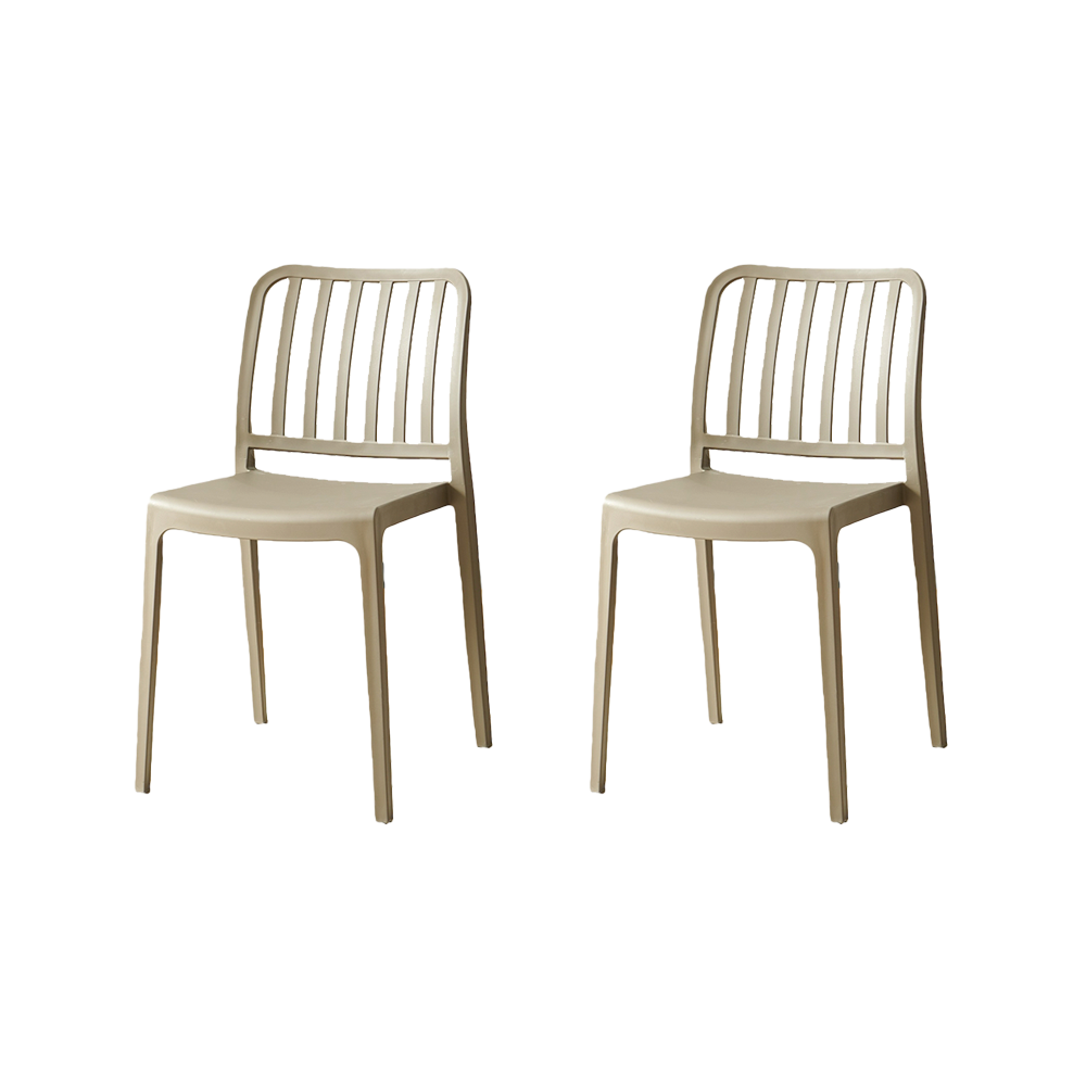 Set de 2 Sillas Brooklyn, Taupe, con Espaldar en Rayas y Diseño Minimalista