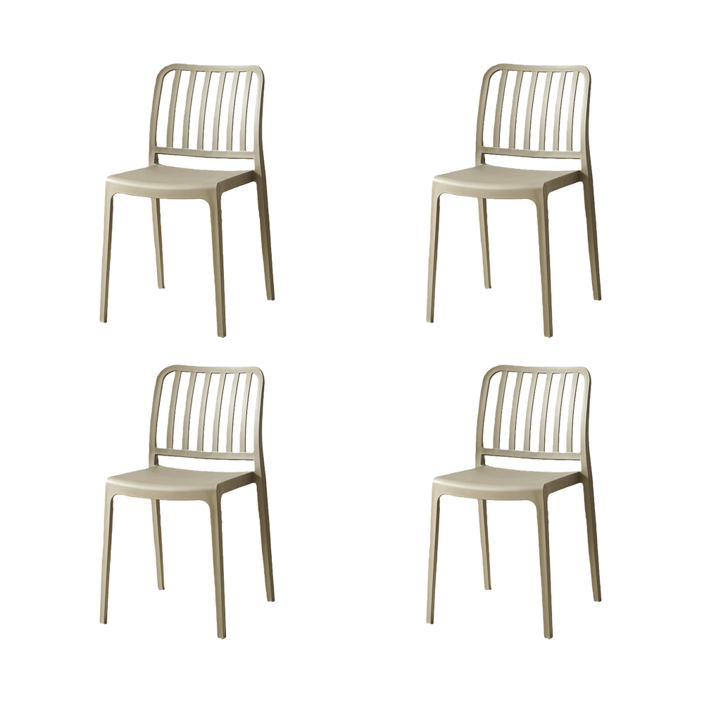 Set de 4 Sillas Brooklyn, Taupe, con Espaldar en Rayas y Diseño Minimalista