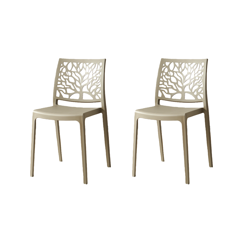 Set de 2 Sillas Harlem, Taupe, con Espaldar en Forma de Árbol y Diseño Minimalista