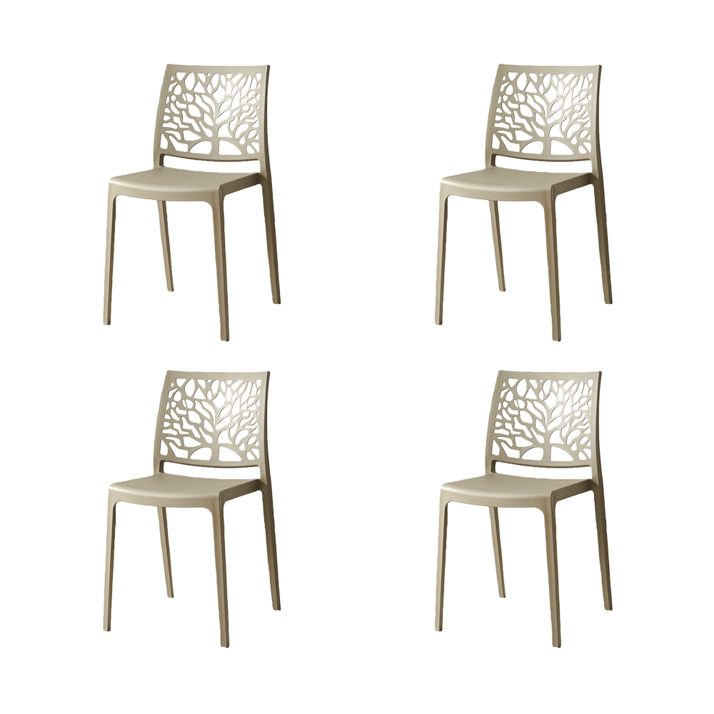 Set de 4 Sillas Harlem, Taupe, con Espaldar en Forma de Árbol y Diseño Minimalista