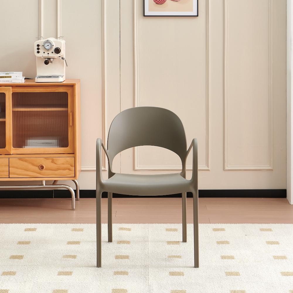 Silla Bremen, Taupe, Con espaldar, reposa brazos y diseño minimalista