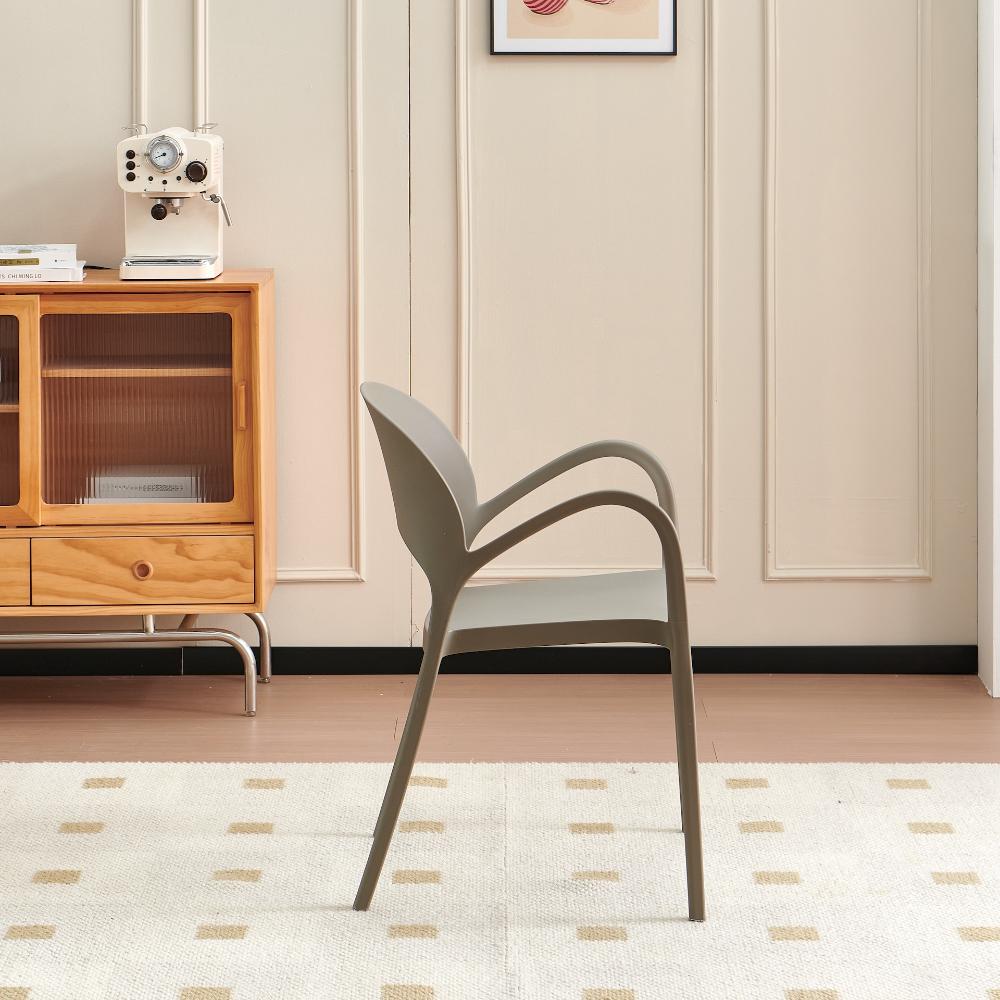 Silla Bremen, Taupe, Con espaldar, reposa brazos y diseño minimalista