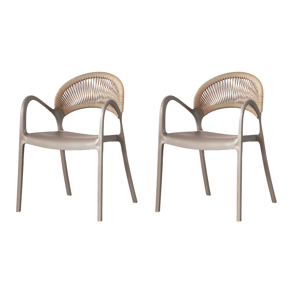 Set de 2 Sillas Daytona, Taupe y Café Claro, con Espaldar, Reposa Brazos y Diseño Minimalista