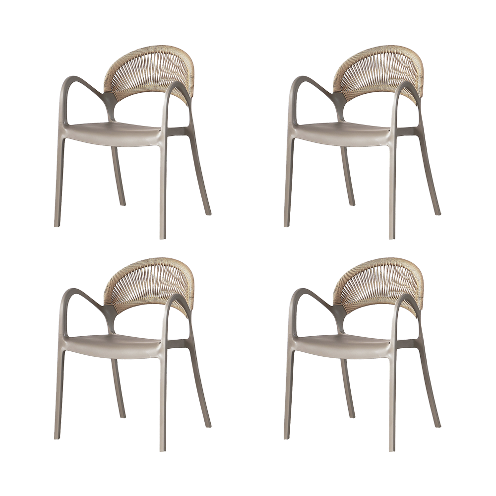 Set de 4 Sillas Daytona, Taupe y Café Claro, con Espaldar, Reposa Brazos y Diseño Minimalista