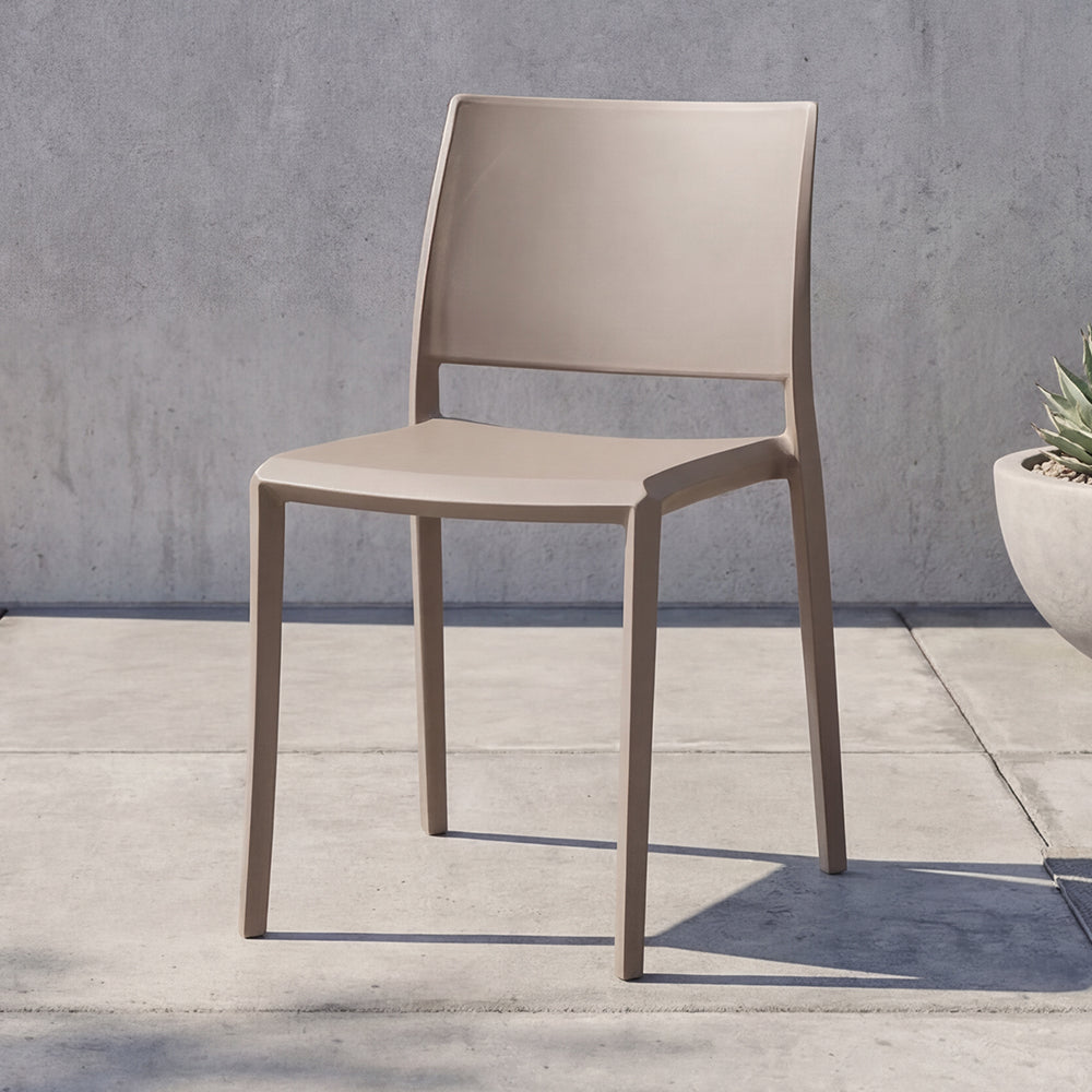 Silla Toledo, Color Taupe, Con espaldar liso y cuadrado, diseño moderno