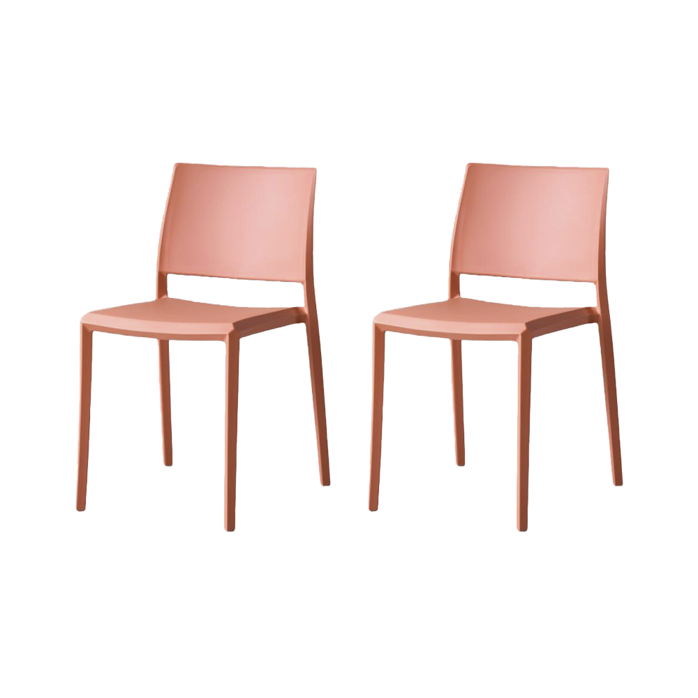 Set de 2 Sillas Toledo, Color Terracota, con Espaldar Liso y Cuadrado, Diseño Moderno