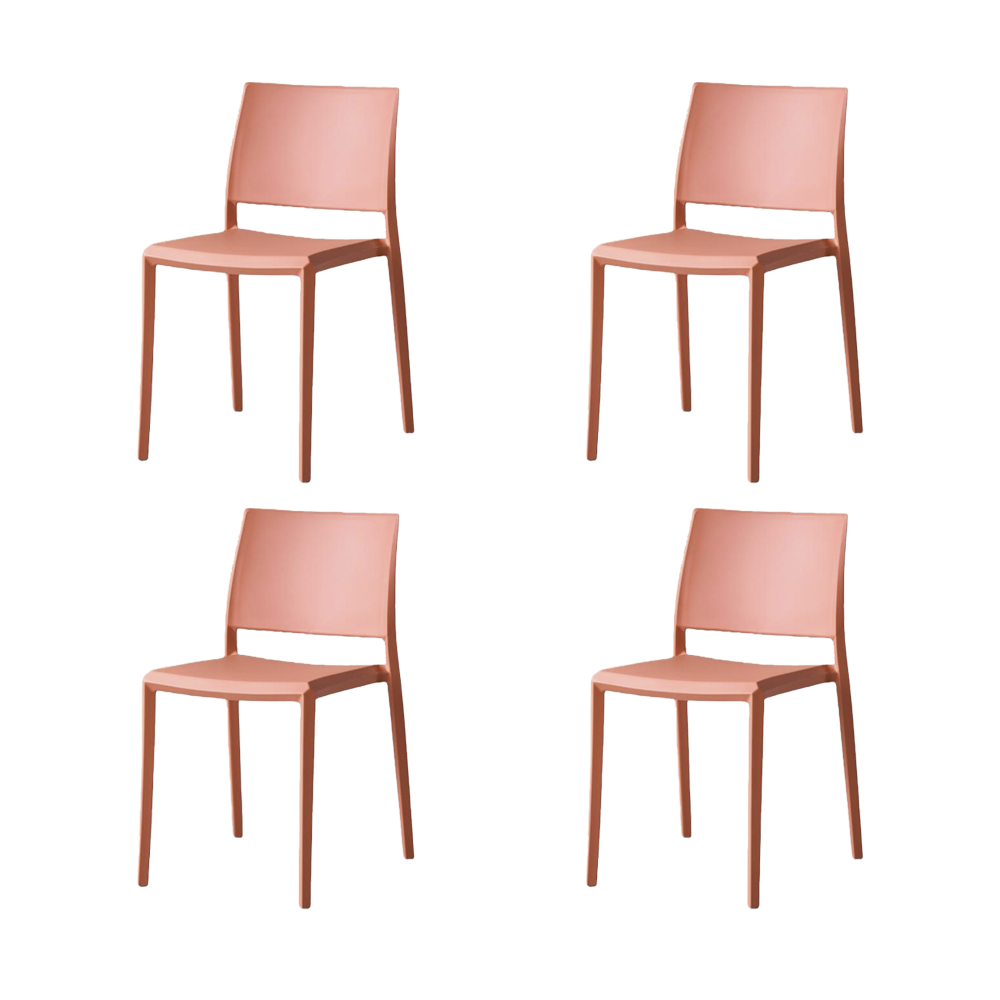 Set de 4 Sillas Toledo, Color Terracota, con Espaldar Liso y Cuadrado, Diseño Moderno