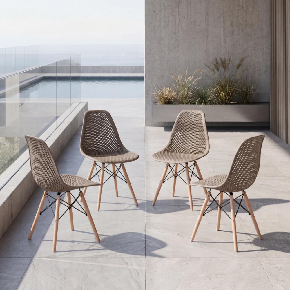 Combo Cora, Incluye una Mesa y 4 Sillas Color Taupe