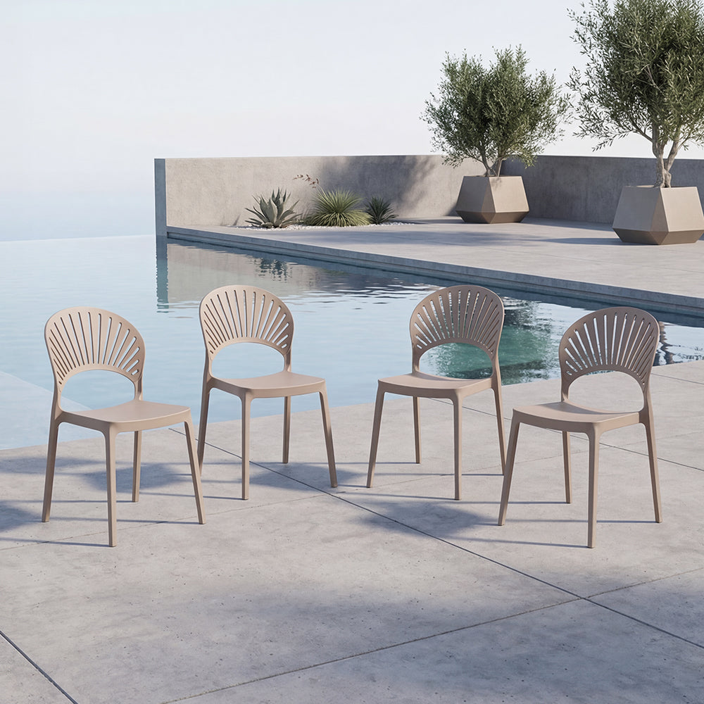 Set de 4 Sillas Paraíso, Color Taupe, con Espaldar y Diseño Moderno