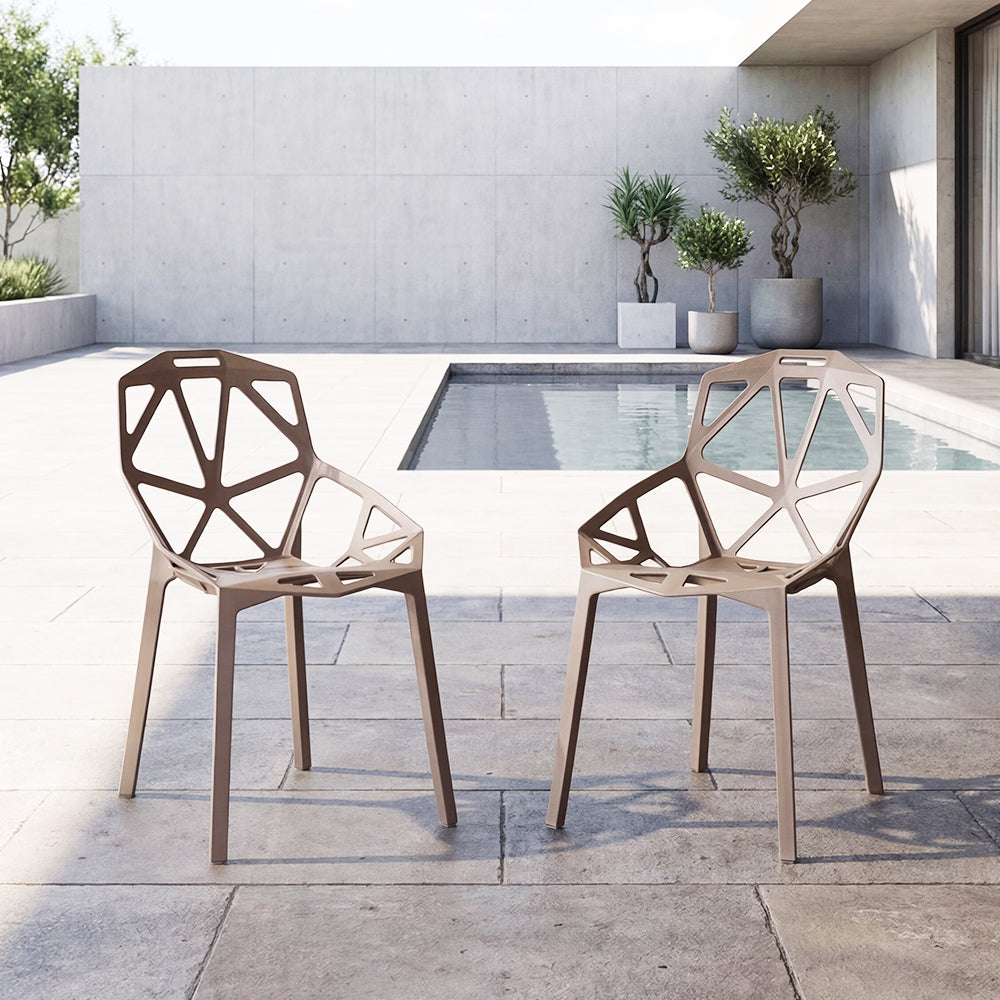 Silla Roxy, Color Taupe, Con espaldar y diseño Moderno X2