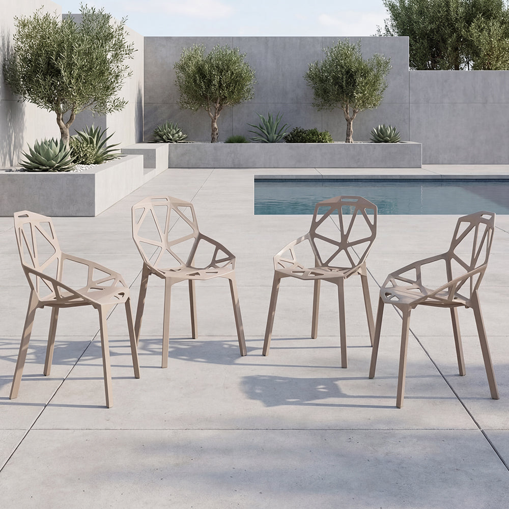Silla Roxy, Color Taupe, Con espaldar y diseño Moderno X4