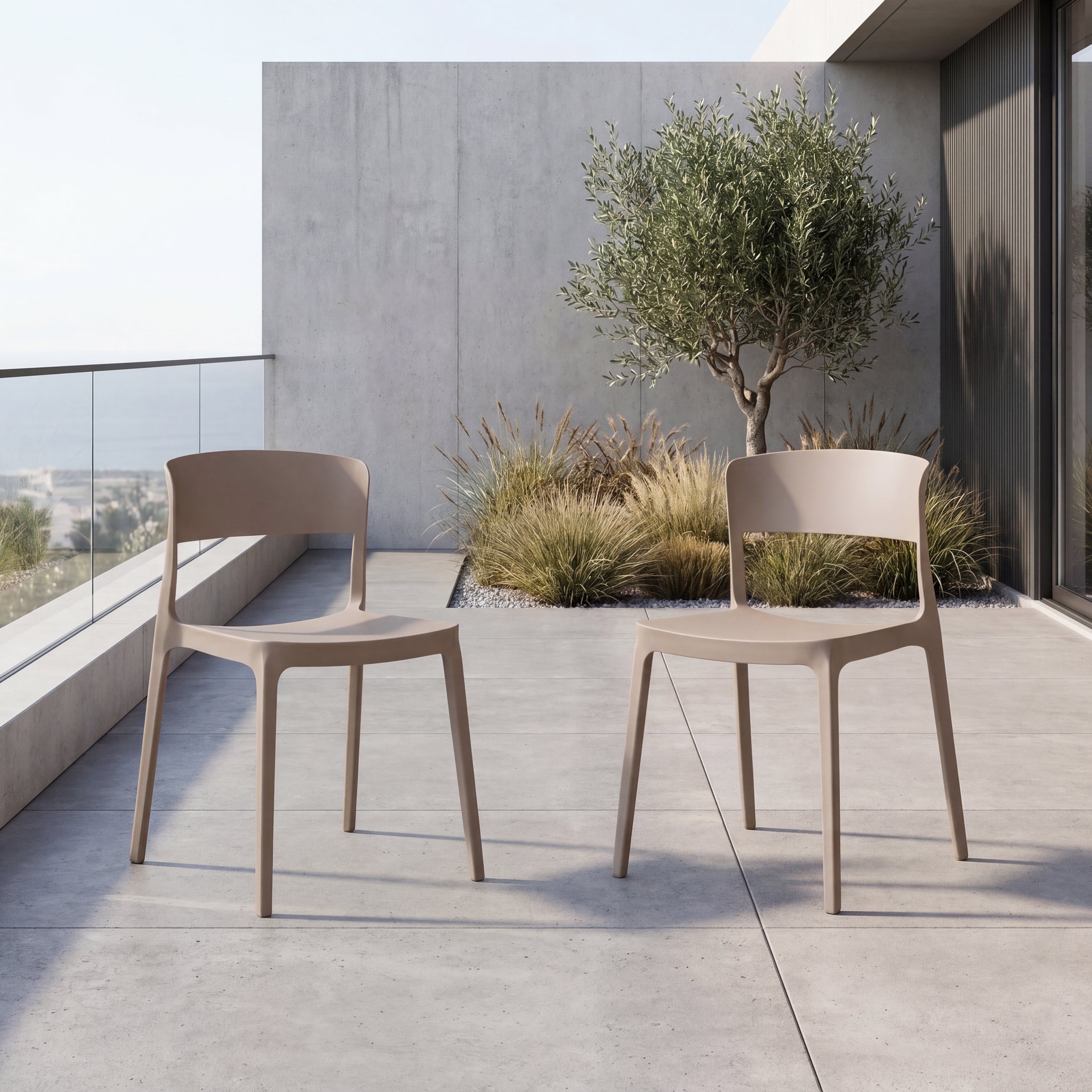 Set de 2 Sillas Mónaco, Color Taupe, con Espaldar y Diseño Moderno
