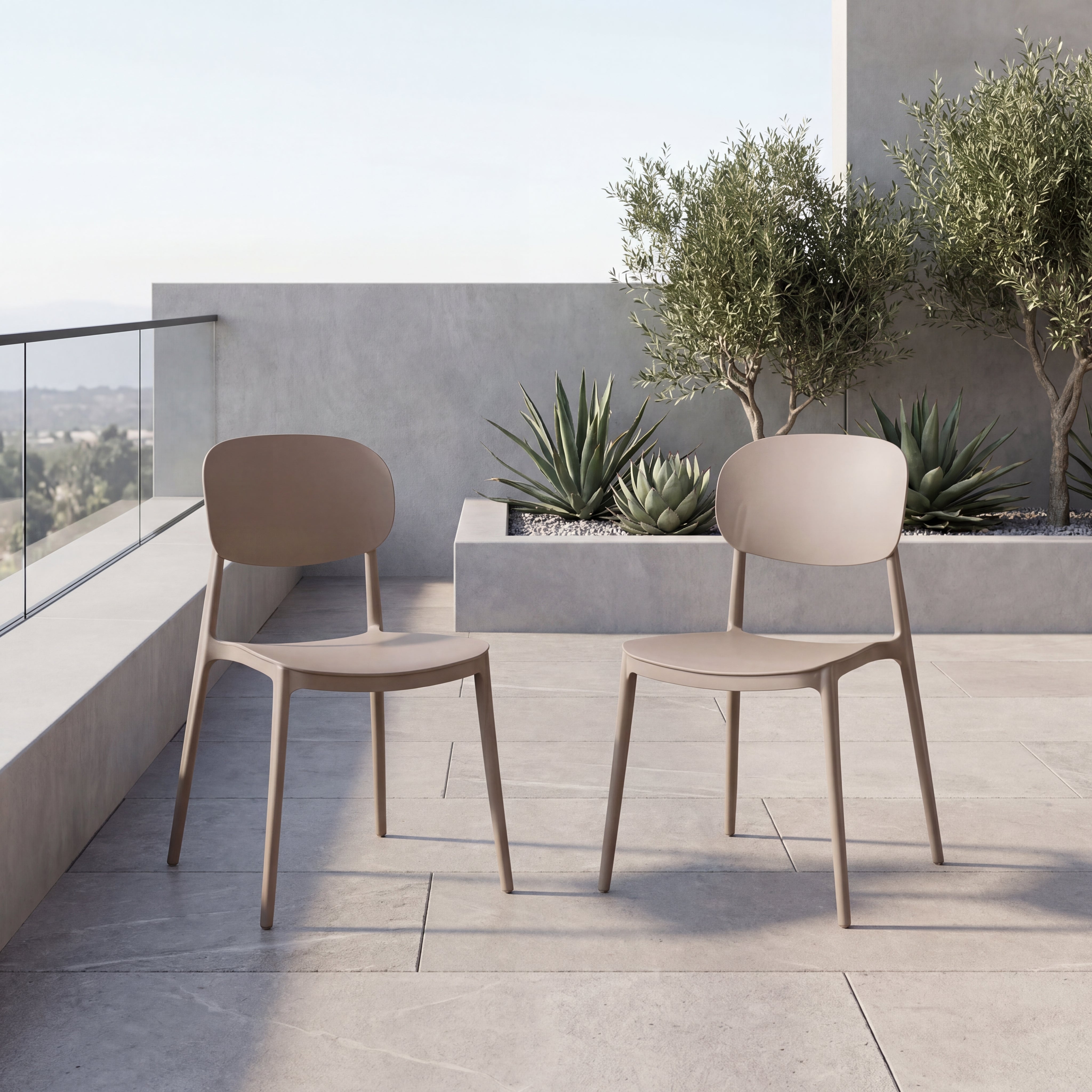 Set de 2 Sillas Milán, Color Taupe, con Espaldar y Diseño Moderno