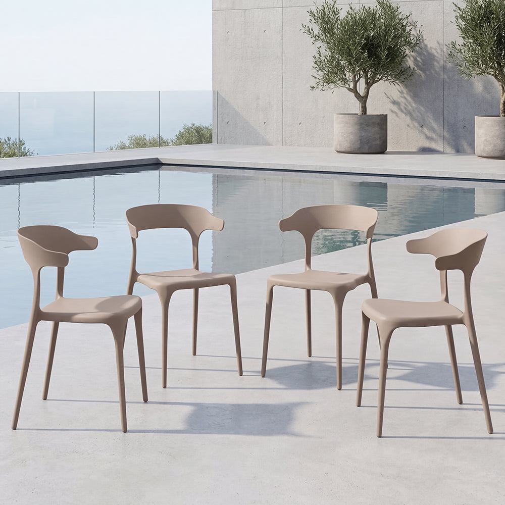 Set de 4 Sillas Elena, Color Taupe, Diseño Moderno