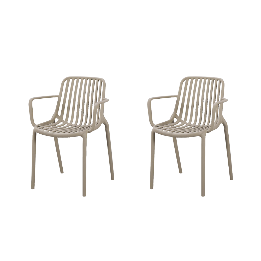 Silla Parma, Taupe, Con espaldar en rayas y diseño minimalista X2