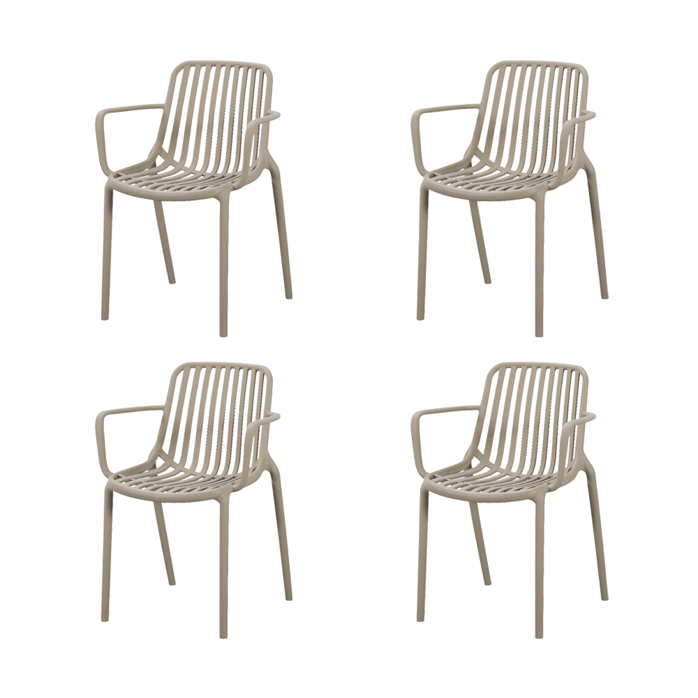 Silla Parma, Taupe, Con espaldar en rayas y diseño minimalista X4