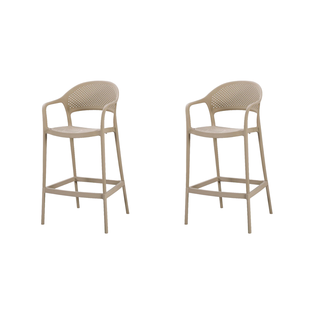 Silla para Bar Curitiva, Taupe, Con espaldar traspirable y diseño Minimalista X2