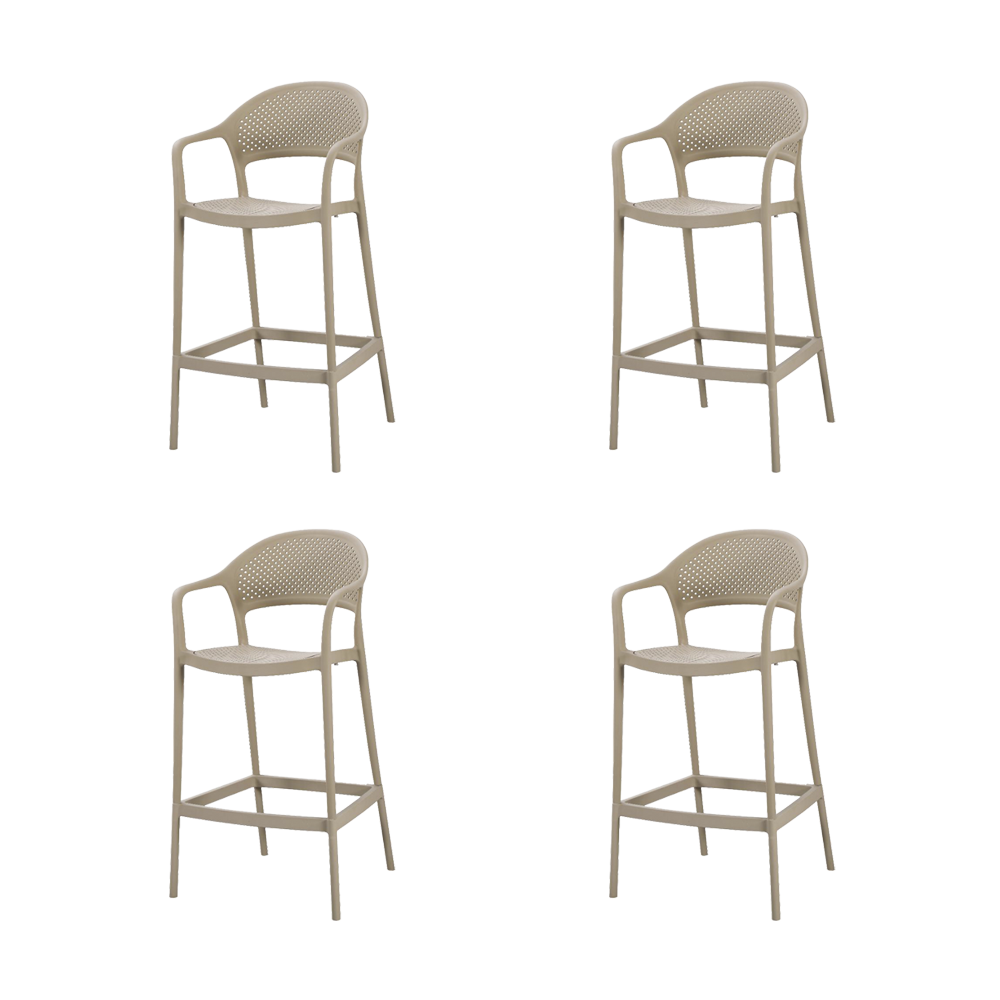 Silla para Bar Curitiva, Taupe, Con espaldar traspirable y diseño Minimalista X4