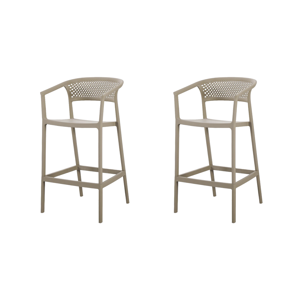 Silla para Bar Salvador, Taupe, Con espaldar en malla y diseño Moderno X2