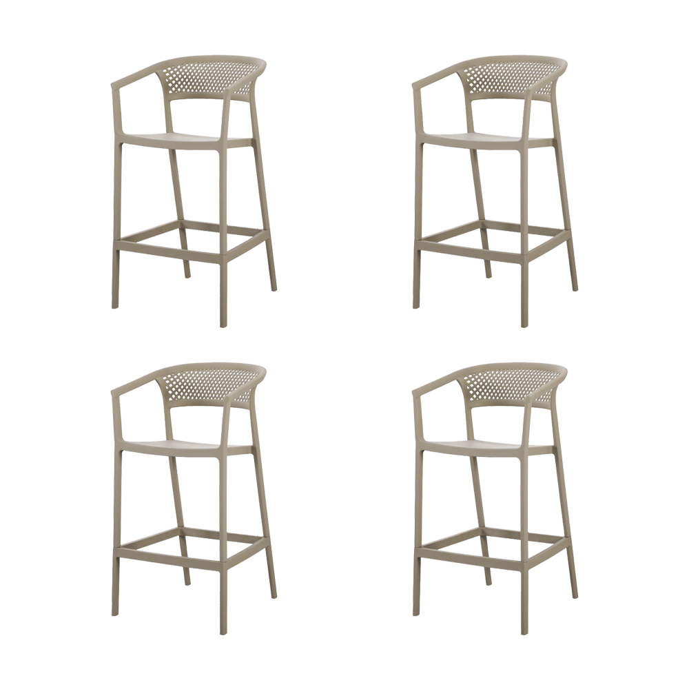 Silla para Bar Salvador, Taupe, Con espaldar en malla y diseño Moderno X4