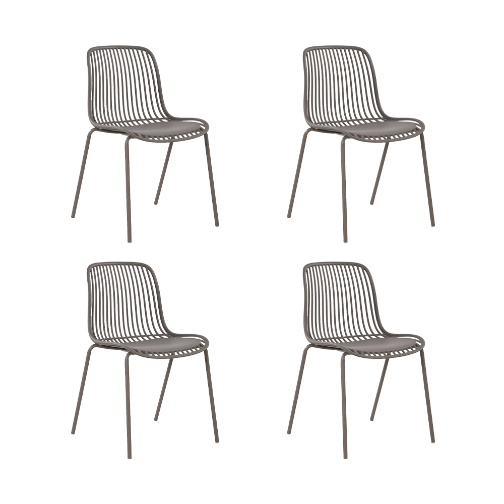 Set de 4 Sillas Barcelona, Color Taupe, con Espaldar en Líneas Diseño Moderno