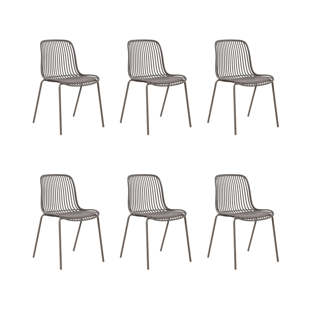 Set de 6 Sillas Barcelona, Color Taupe, con Espaldar en Líneas Diseño Moderno